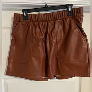 Steve Madden Brown Faux Leather Shorts